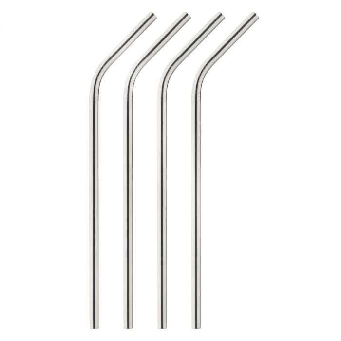 HIC Kitchen Stainless Steel Reusable Drinking Straws - Set Of 4
