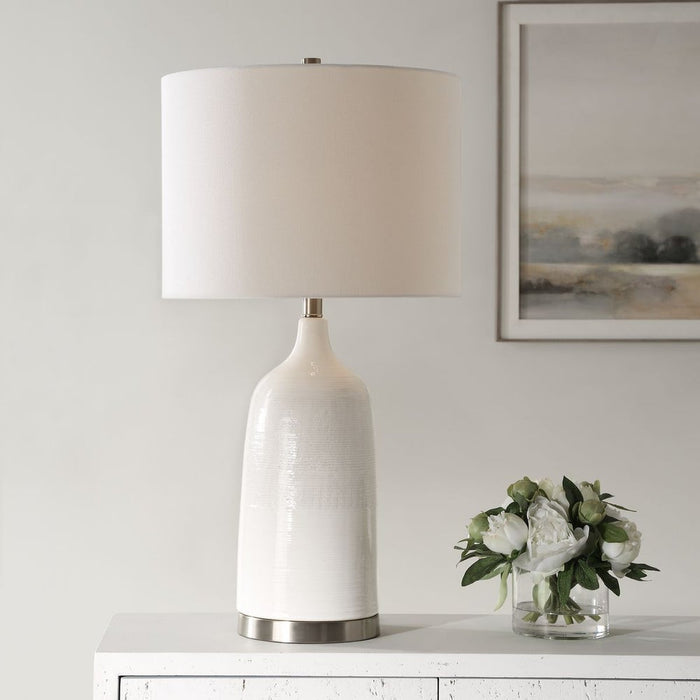 Textured White Table Lamp
