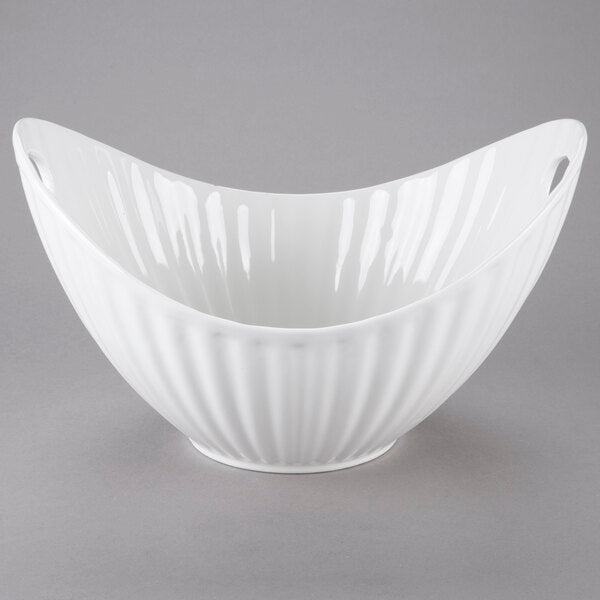 Whittier White Porcelain Boat Bowl w/Lines