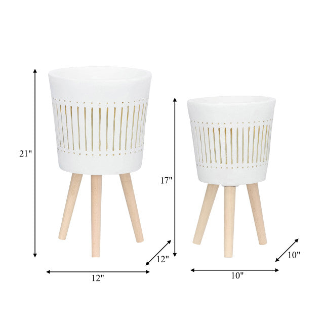 Planter w/ wood legs White