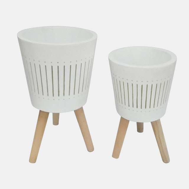 Planter w/ wood legs White