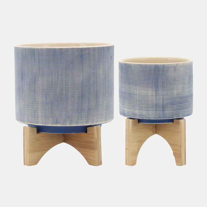 Mesh Planter With Stand - Blue