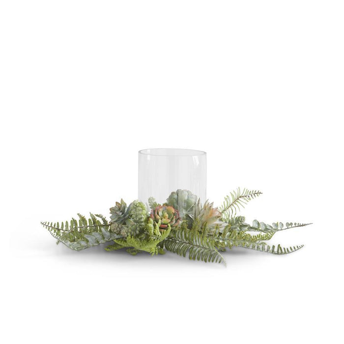 Fern and Succulent Real Touch Candle Ring