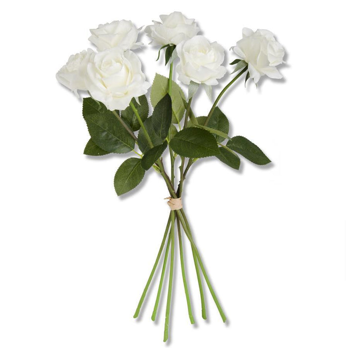 White Real Touch Full Bloom Rose Stem