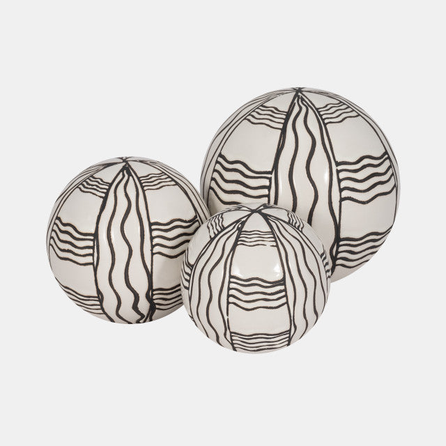 Curvy Line Black Painted Orb