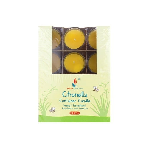 12-Piece Citronella Poured Votive Glass Container Candle - Yellow