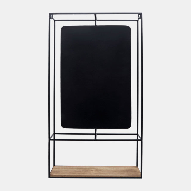 Metal/Wood Wall Shelf w/Mirror