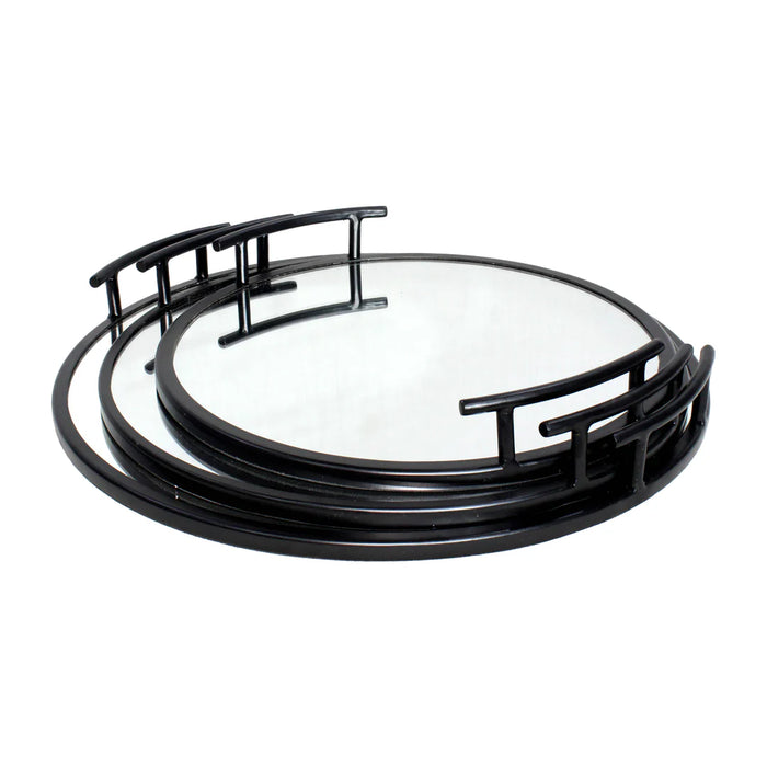 Metal Mirrored Black Tray