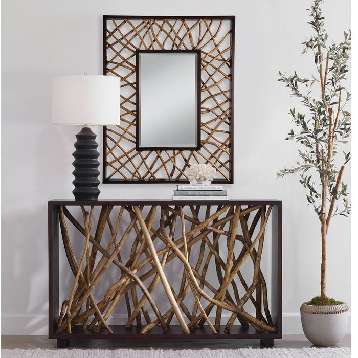 Teak Maze Rectangular Mirror