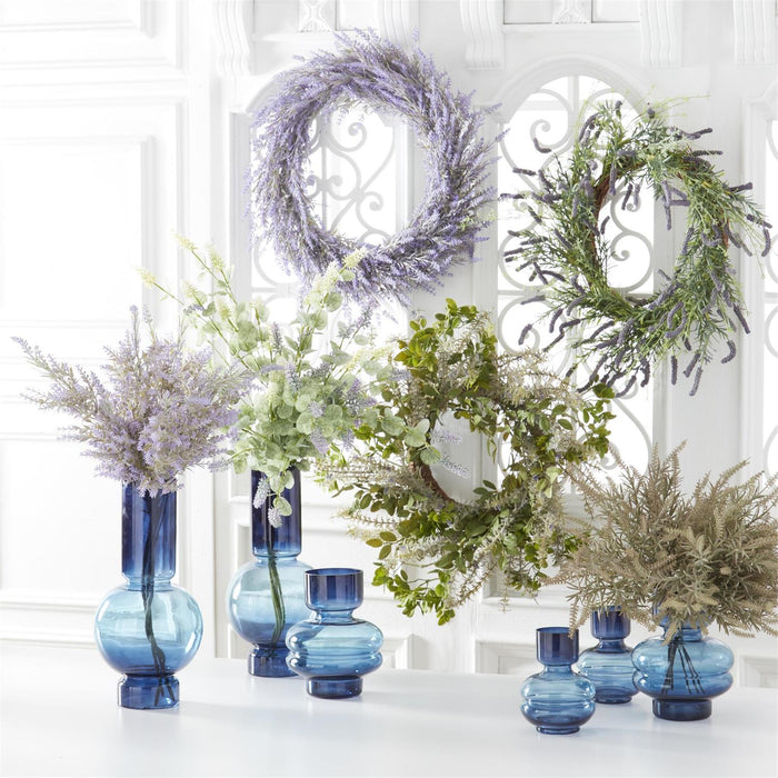 35" Purple Lavender w/Eucalyptus Leaves Stem