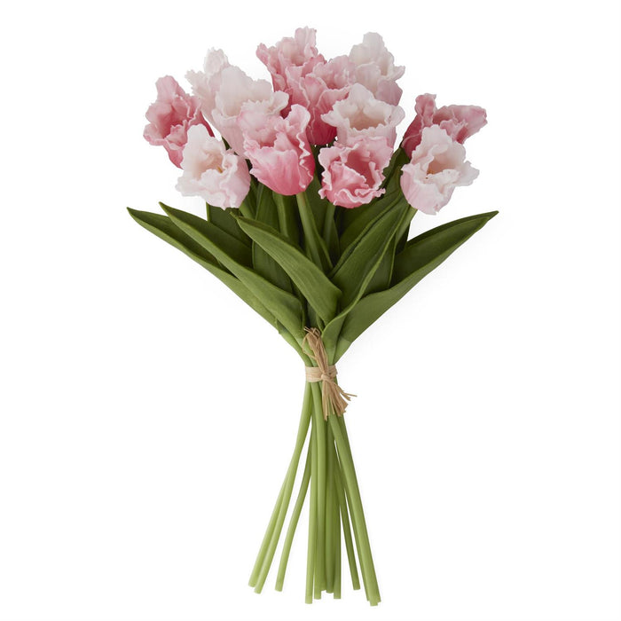 13" Pink/Rose Real Touch Parrot Tulip Bundle (12 Stems)