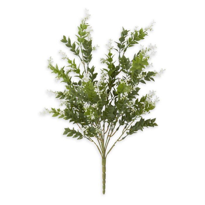 19 Inch Mint Leaf & White Berries Bush