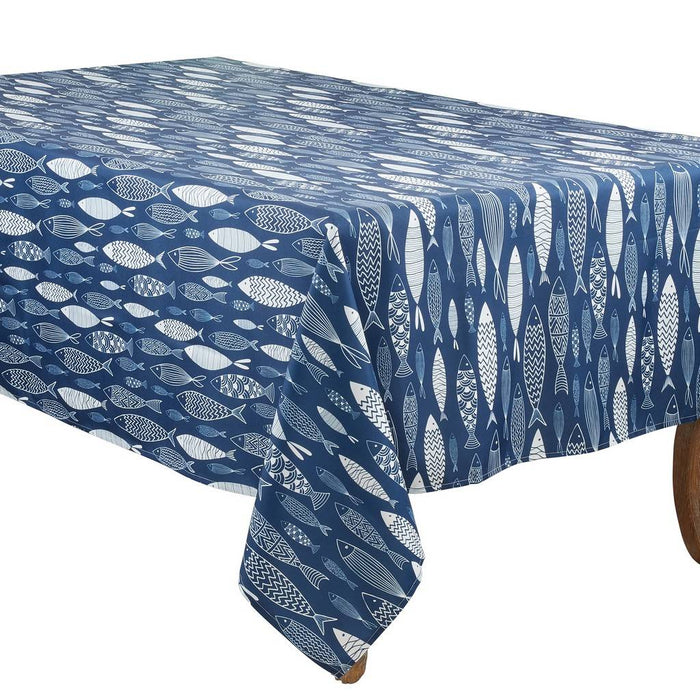 Fish Tablecloth - Navy Blue