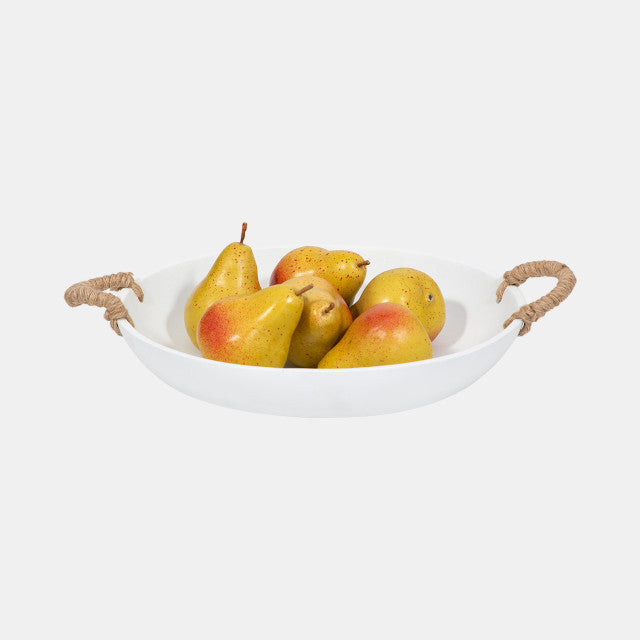 Cement Bowl w/Woven Handles