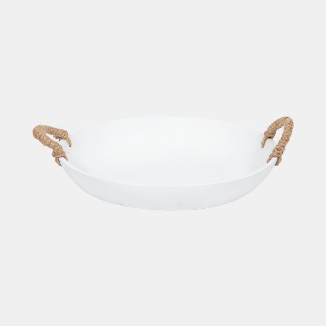 Cement Bowl w/Woven Handles