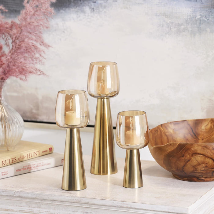 Gold 2 tone Glass Candlestick