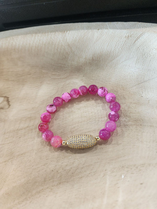 Precious Stone Bracelet Pink with Gold