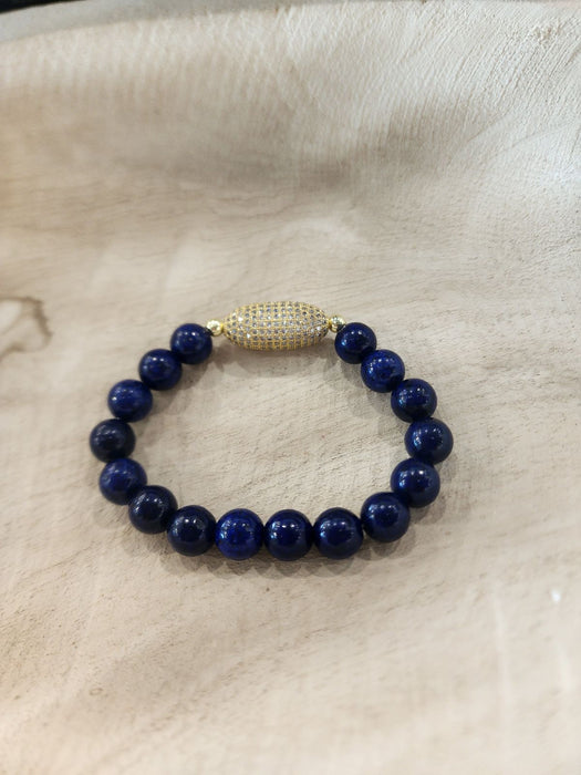 Precious Stone Bracelet Navy with Gold
