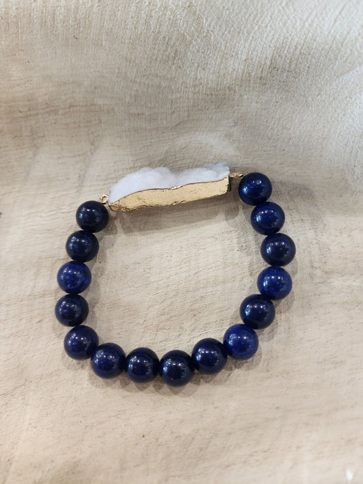 Precious Stone Bracelet Navy with Bar