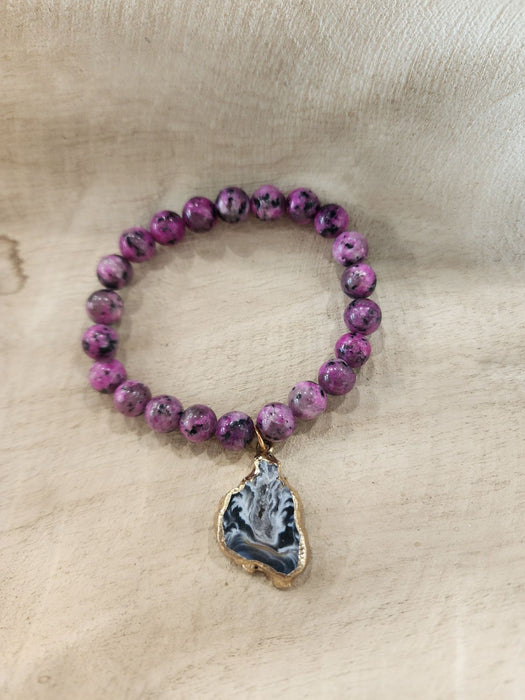 Precious Stone Bracelet Pink with Agate Piece