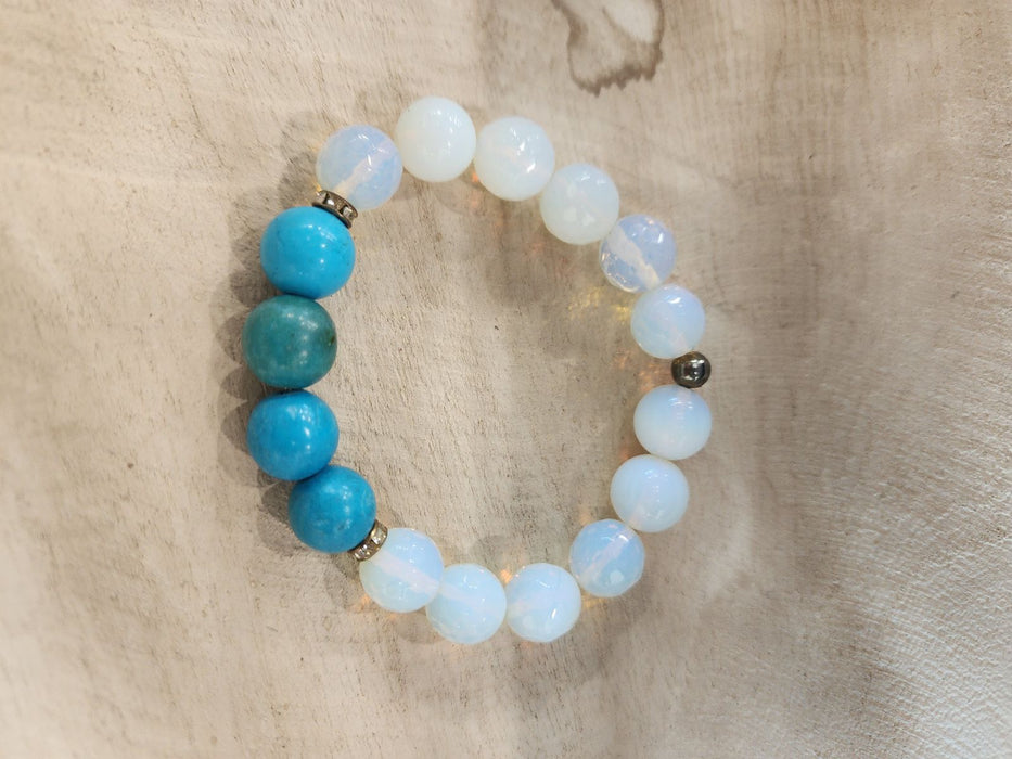 Clear and Turquoise Precious Stone Bracelet
