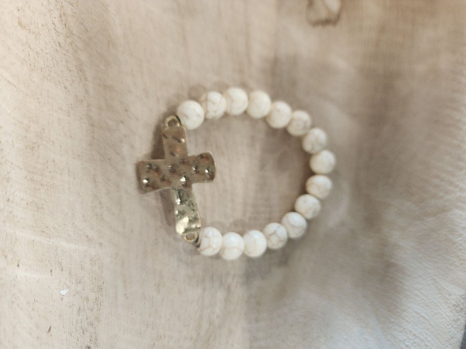Precious Stone Bracelet with Gold Cross