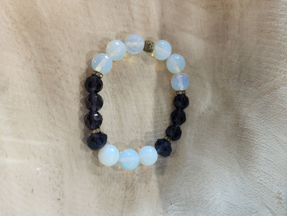 Clear and Black Precious Stone Bracelet