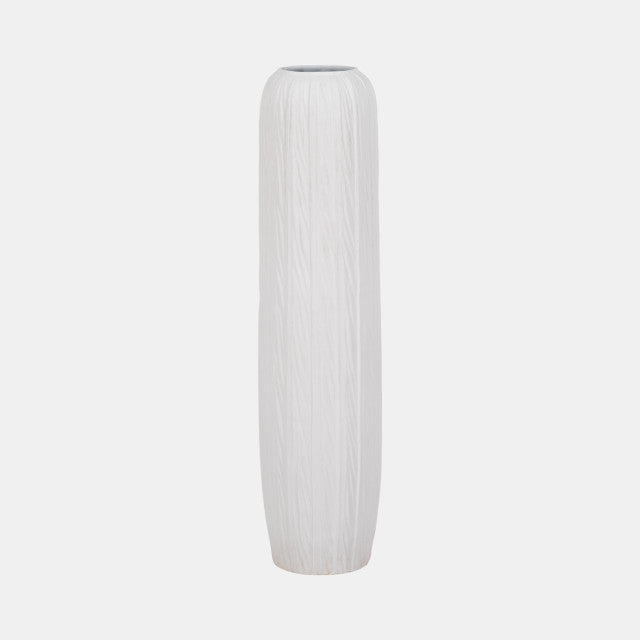 Rough Cylinder Floor White Vase