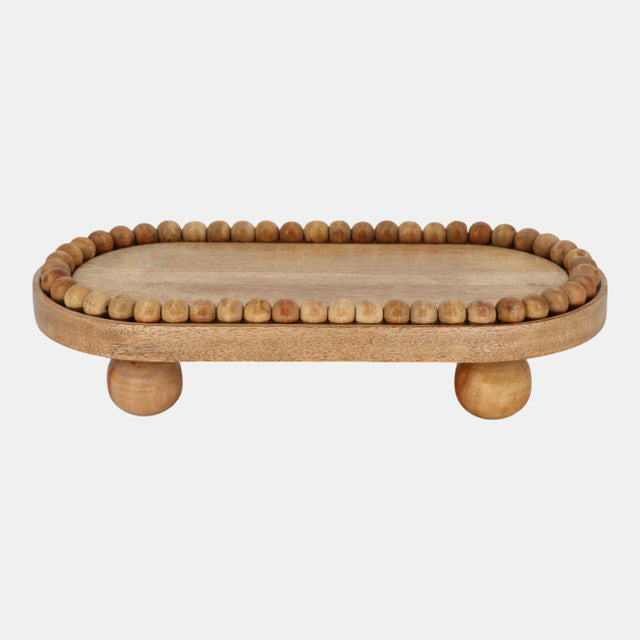 16" Beaded Oval Tray with Feet