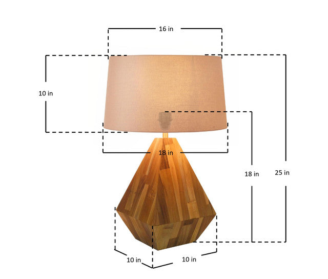 Diamond Teak Table Lamp