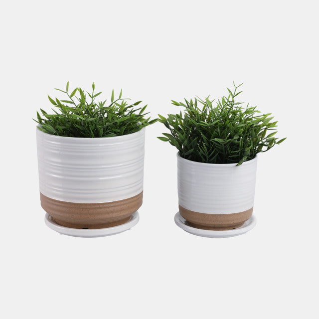 Ceramic Planter w/ Saucer White