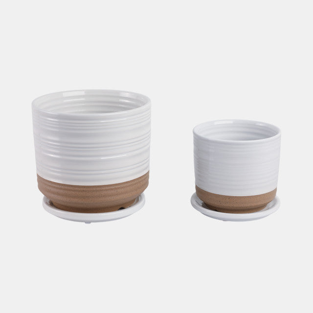 Ceramic Planter w/ Saucer White