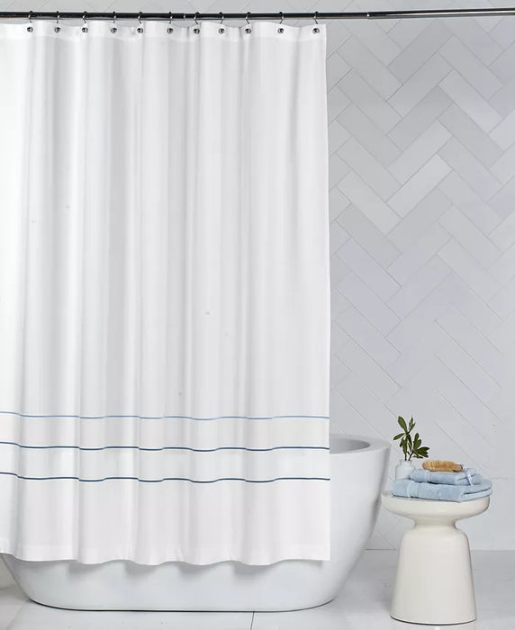 Borderline Shower Curtain Blue