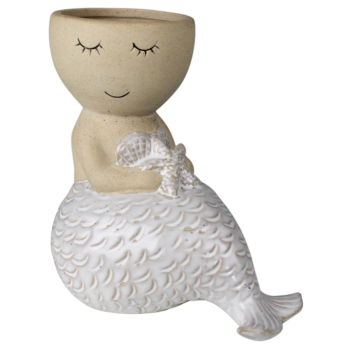 Sitting Mermaid Cachepot - Ceramic