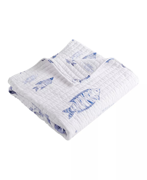 Indigo Tide Reversible Quilted Throw