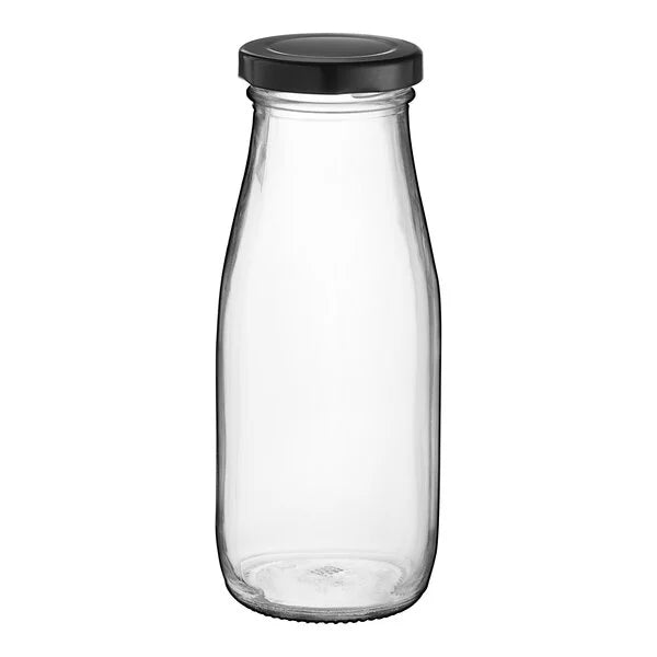 Glass Milk Bottle w/Lid