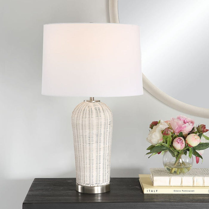 Woven Rattan White Lamp