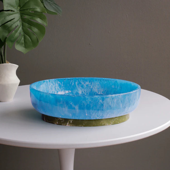 Resin Rio Oval Large Bowl Blue and Green
