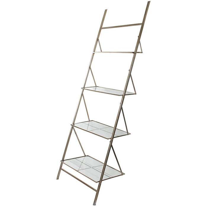 Metal Ladder w/Glass Shelves