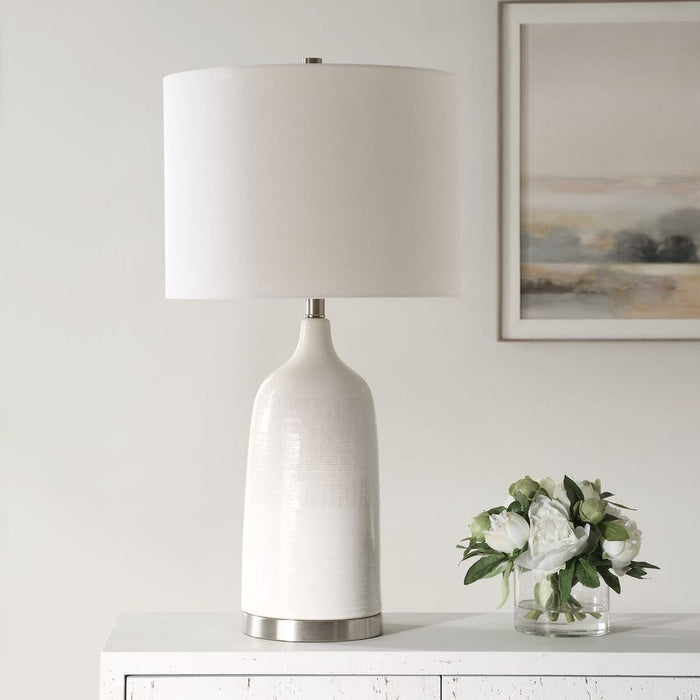 Textured White Table Lamp