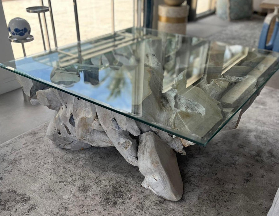 Whitewashed Square Coffee Table