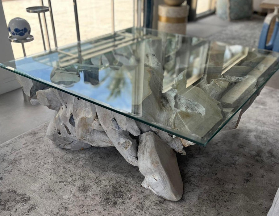 Whitewashed Square Coffee Table