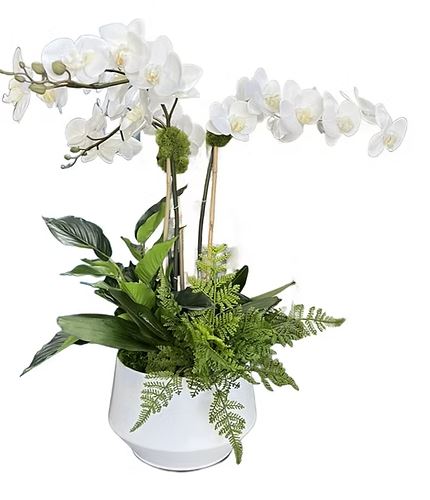 Round White Metal Orchid Garden