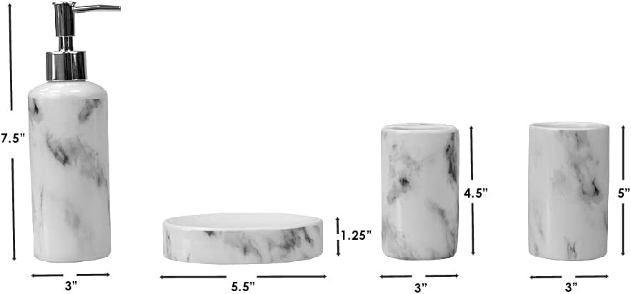 4pc. Marble Ceramic Bathroom Set