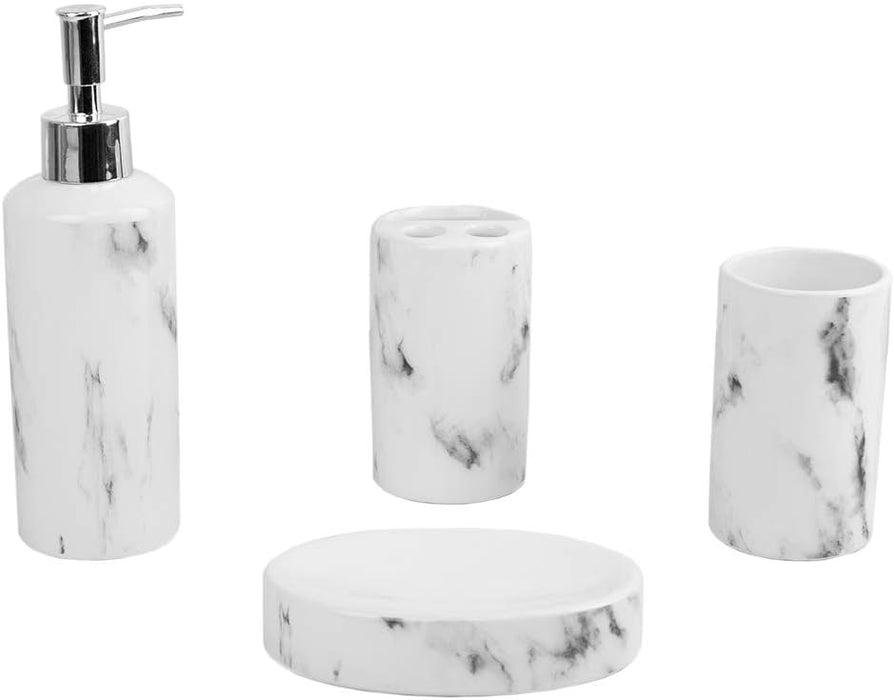4pc. Marble Ceramic Bathroom Set