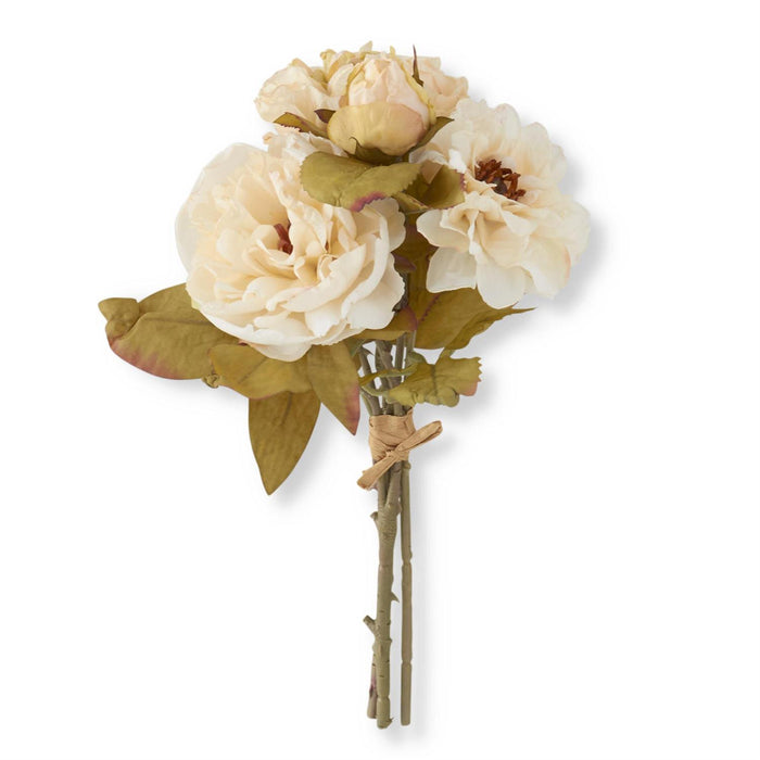 13" Cream Rose Peony & Anemone Dried Look Silk Floral Bundle