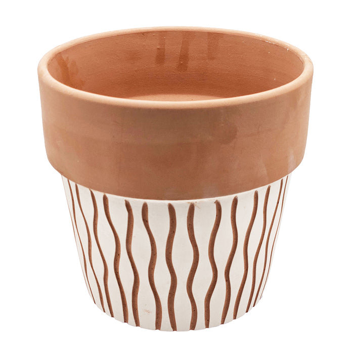 Vertical Terracotta Scroll Pot
