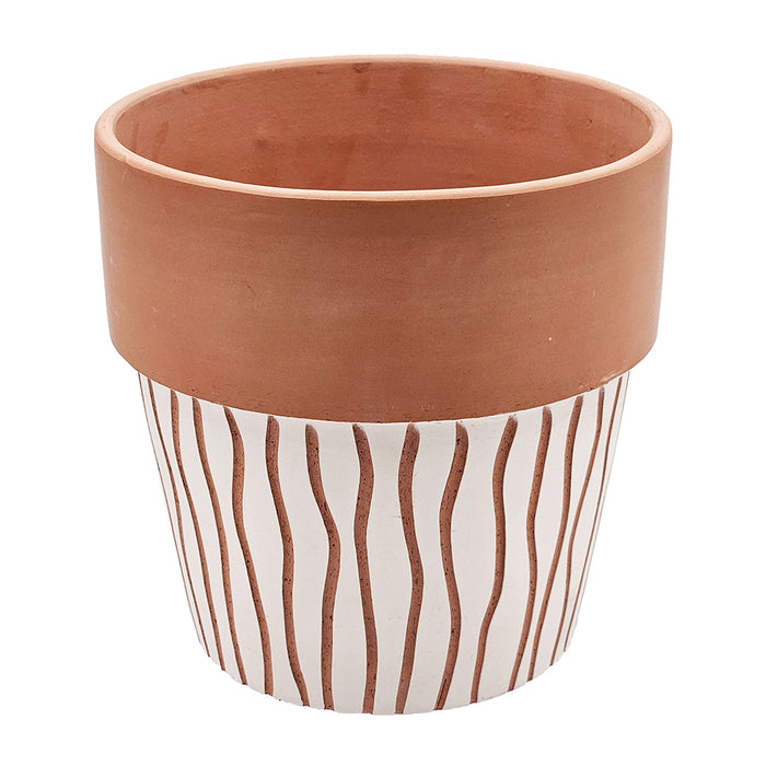 Vertical Terracotta Scroll Pot