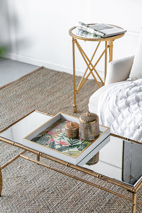 White & Gold Palm Tray