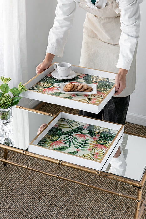 White & Gold Palm Tray